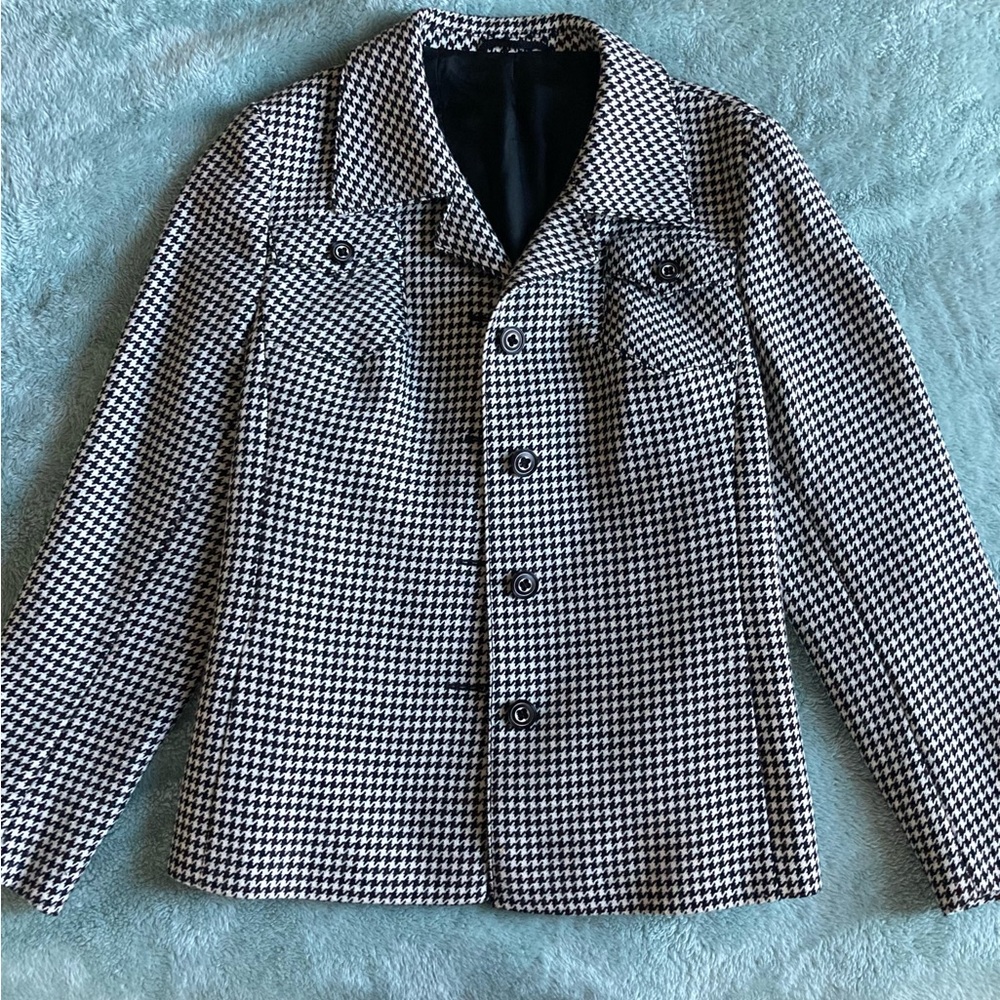 Vintage Rivera wool blend blazer houndstooth